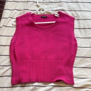 Bright Pink Knit Sleeveless Sweater Vest size M/L